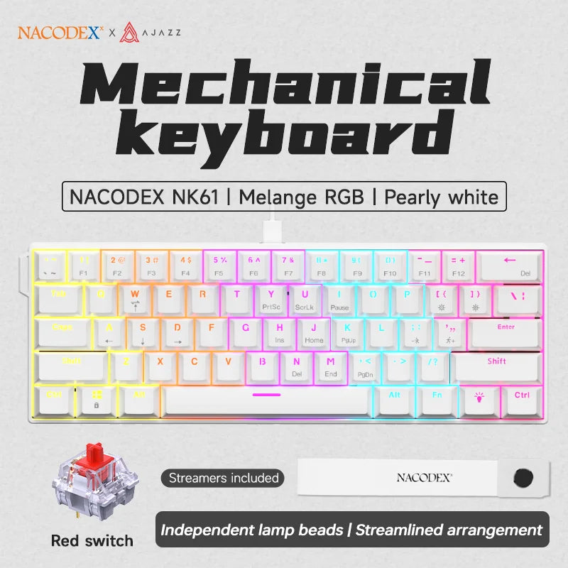 Clavier Mécanique AJAZZ NK61 60 % – Hot-Swap, RGB, 61 touches