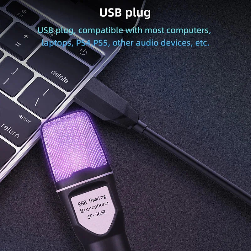 Micro USB RGB à Condensateur – Streaming, Gaming et Podcast