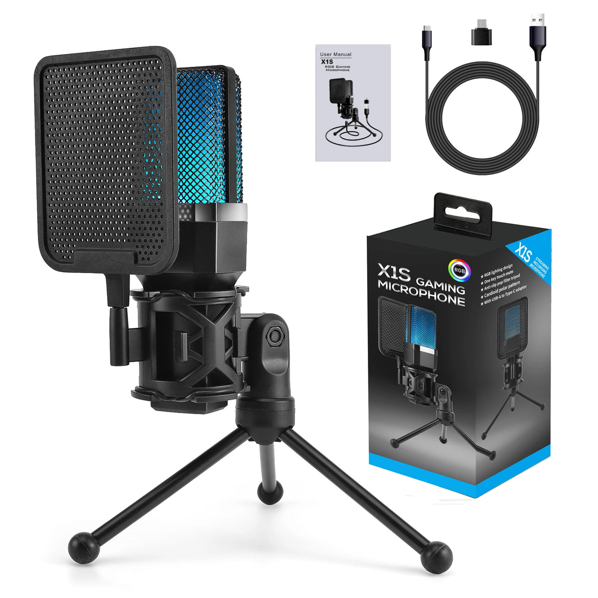 Micro à Condensateur USB Pro – RGB, Streaming & Podcast