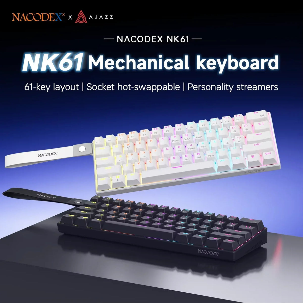 Clavier mécanique AJAZZ NK61 60 % RGB hot-swap