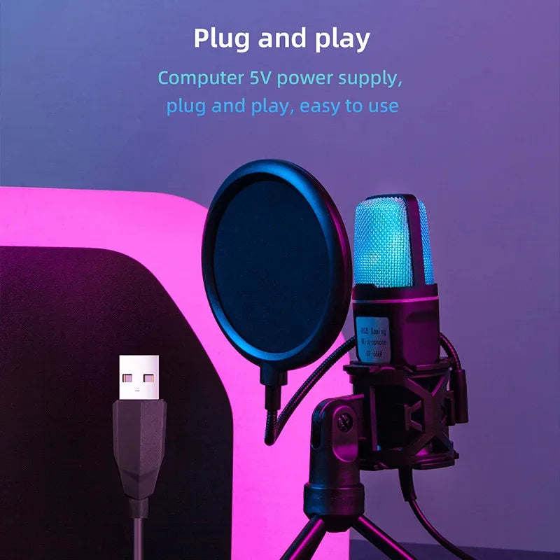 Micro USB RGB à Condensateur – Streaming, Gaming et Podcast