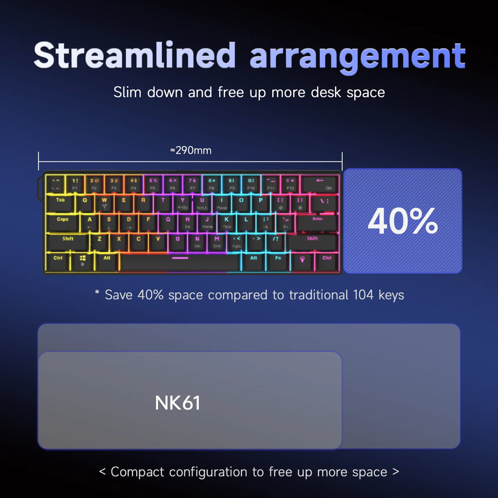 Clavier Mécanique AJAZZ NK61 60 % – Hot-Swap, RGB, 61 touches