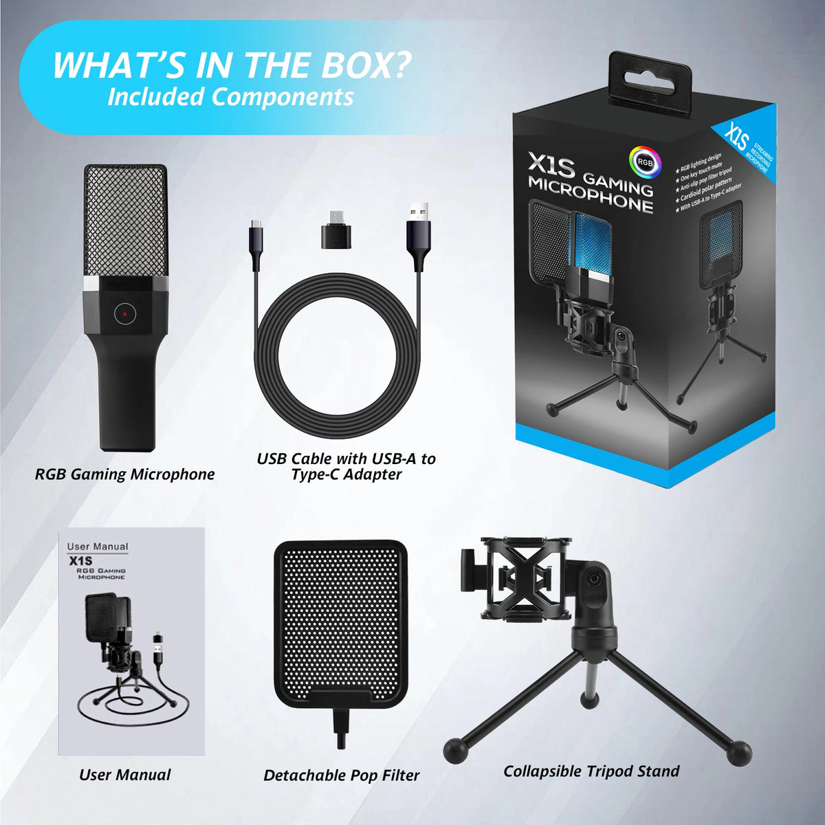 Micro à Condensateur USB Pro – RGB, Streaming & Podcast