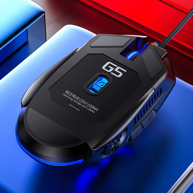 Souris Gaming G5 RGB – 3200 DPI, 6 boutons, Silencieuse ou Clic Sonore