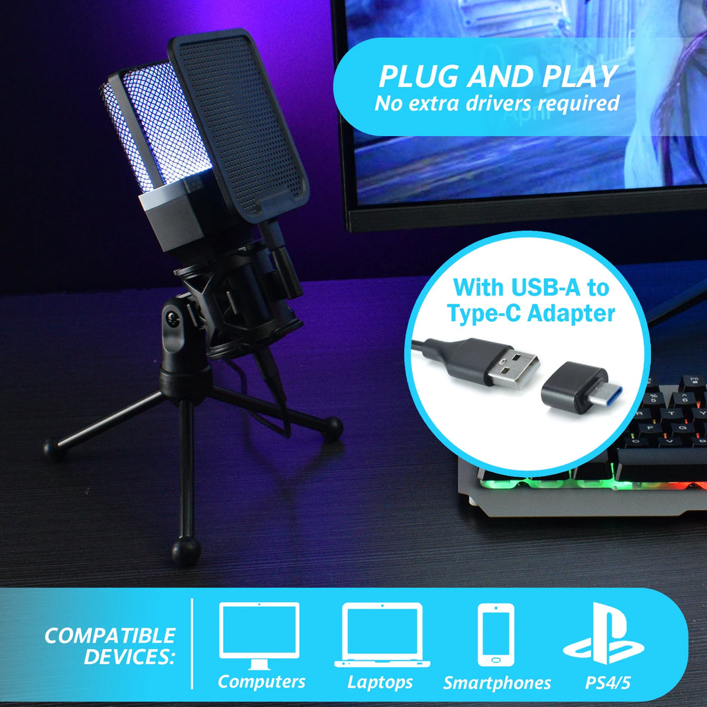 Micro à Condensateur USB Pro – RGB, Streaming & Podcast