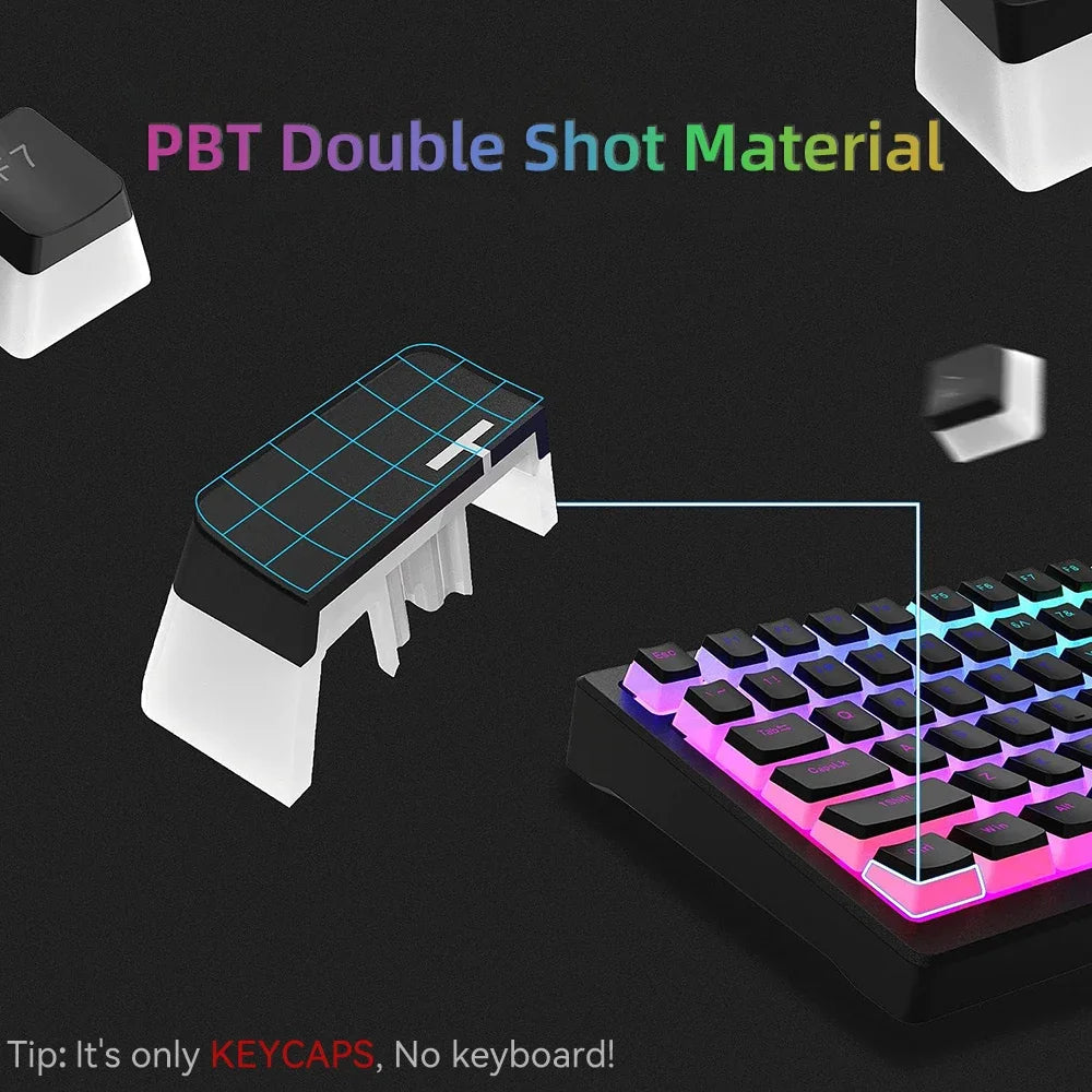 Keycaps Pudding PBT 129 Touches – Translucides, Profil OEM