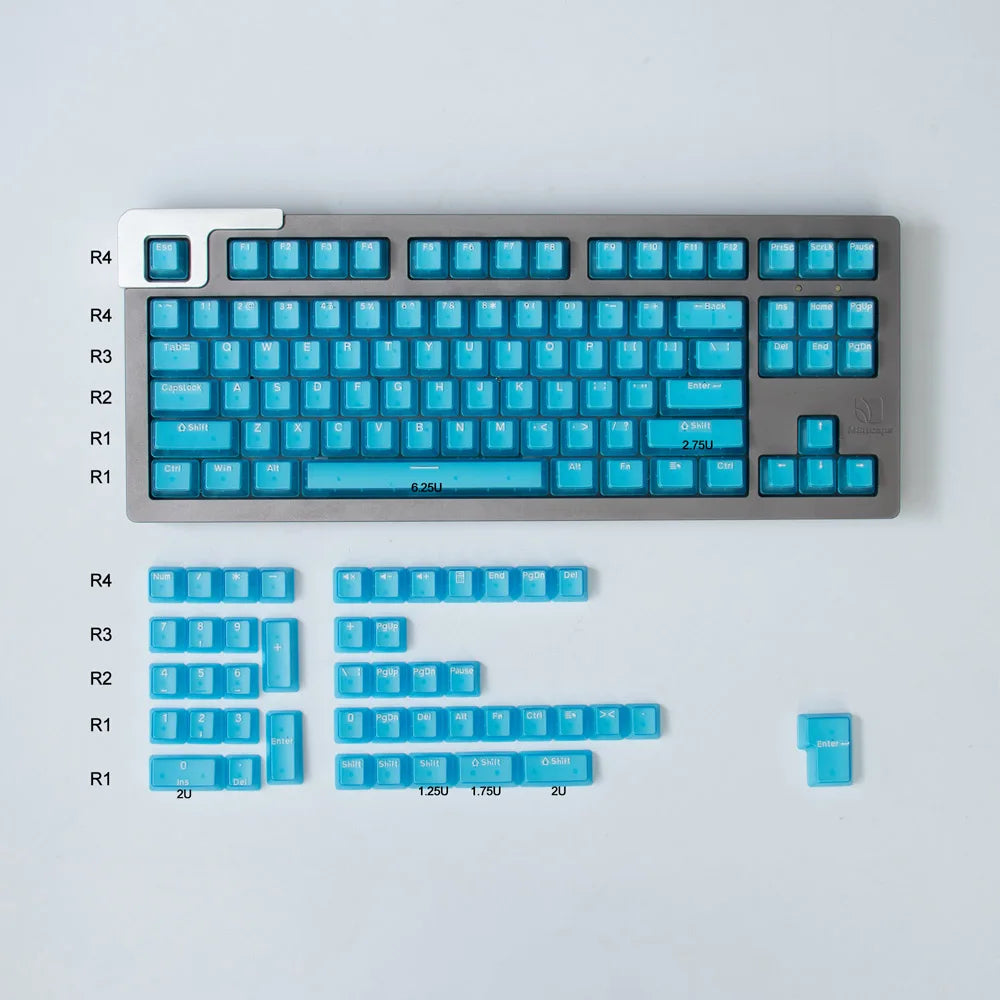 Keycaps Transparents 132 Touches – Profil OEM, Rétroéclairage RGB