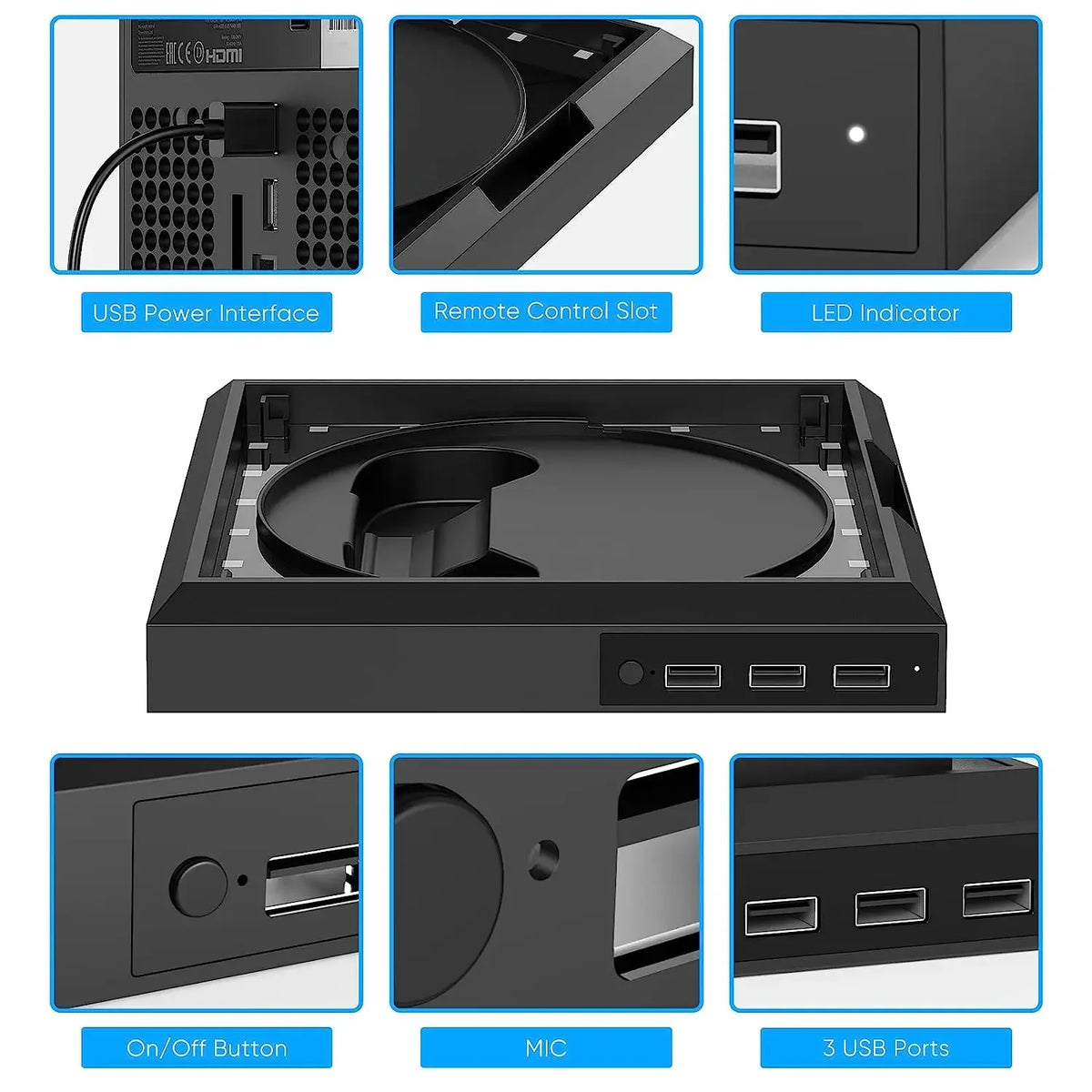 Station Support RGB pour Xbox Series X/S – Hub USB 3 ports