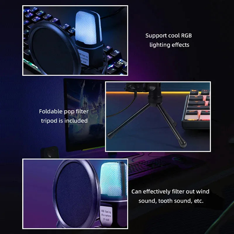 Micro USB RGB à Condensateur – Streaming, Gaming et Podcast