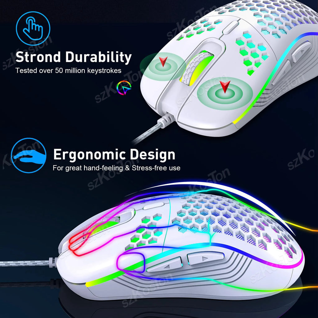 Souris Gaming RGB Honeycomb – 7200 DPI, 6 boutons