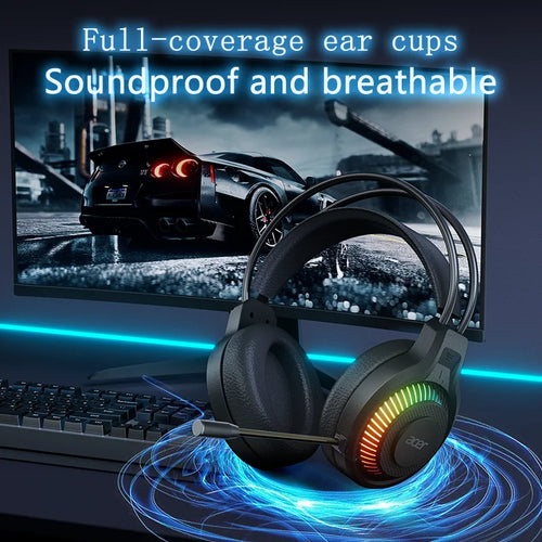 Casque Gaming Acer OHW303 – Son Surround 7.1, LED, Micro