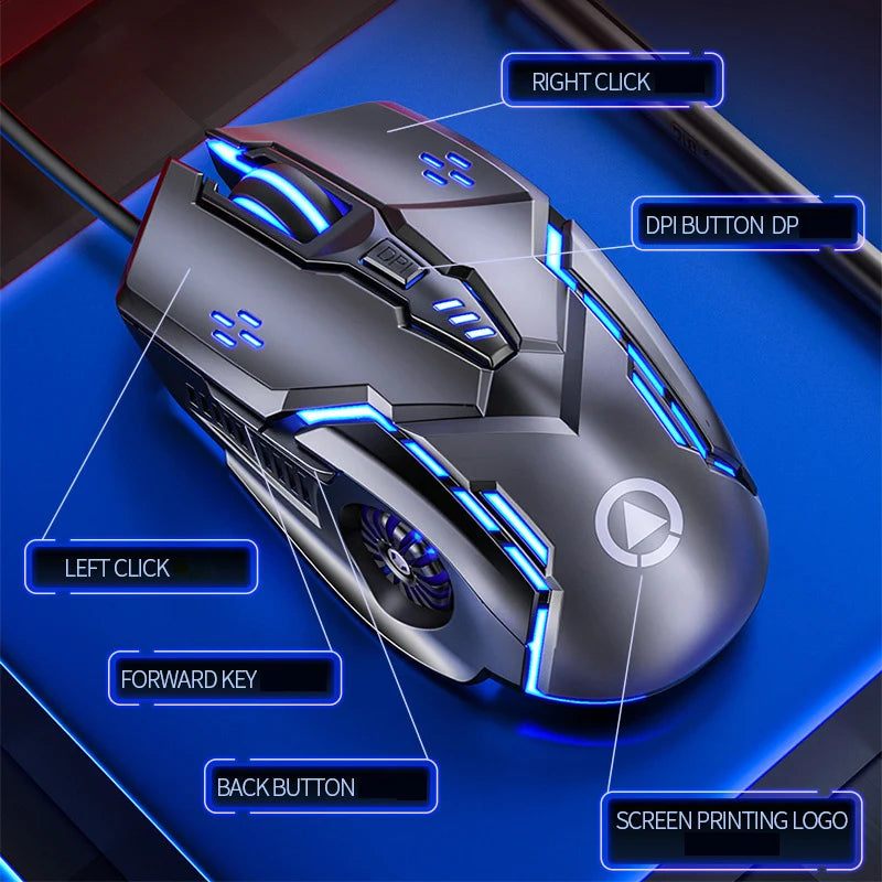 Souris Gaming G5 RGB – 3200 DPI, 6 boutons, Silencieuse ou Clic Sonore
