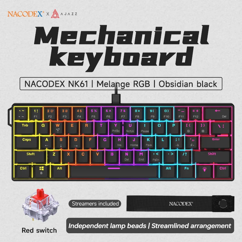 Clavier Mécanique AJAZZ NK61 60 % – Hot-Swap, RGB, 61 touches