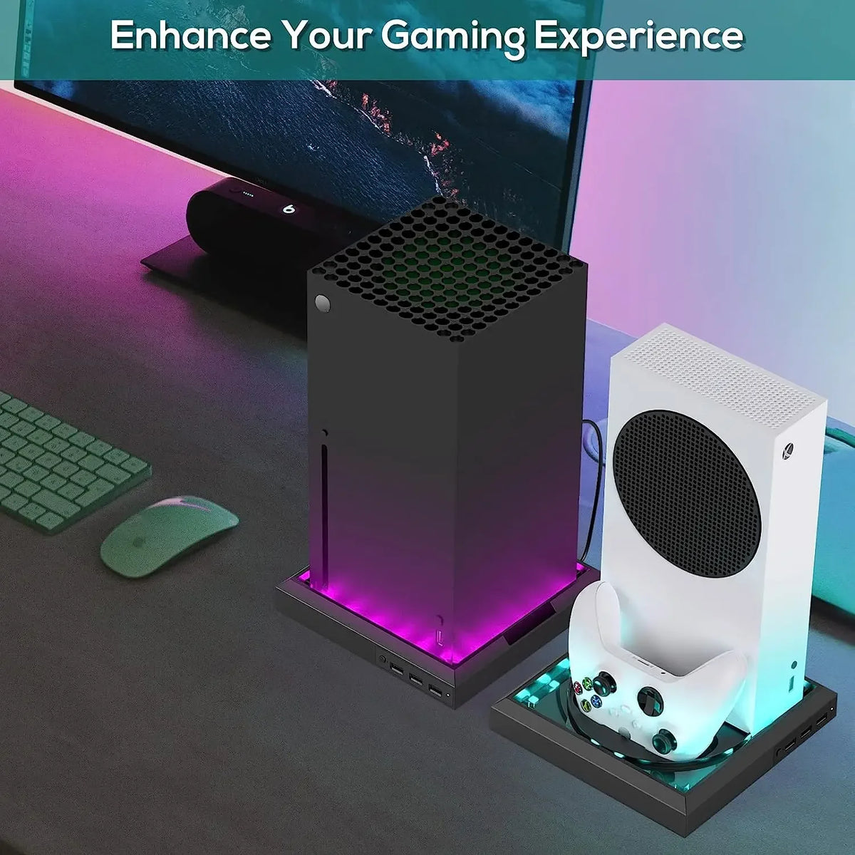 Station Support RGB pour Xbox Series X/S – Hub USB 3 ports