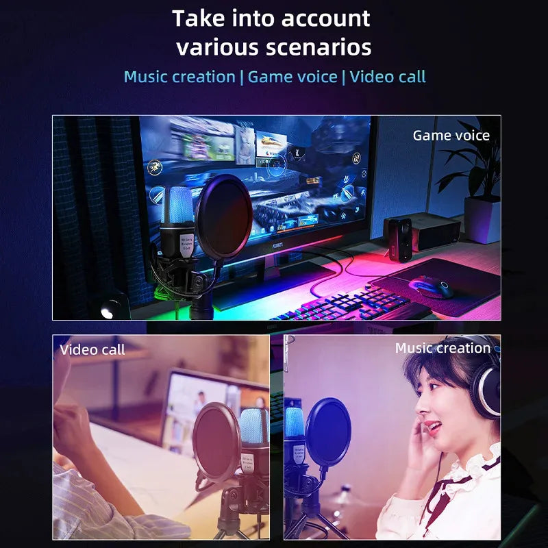 Micro USB RGB à Condensateur – Streaming, Gaming et Podcast