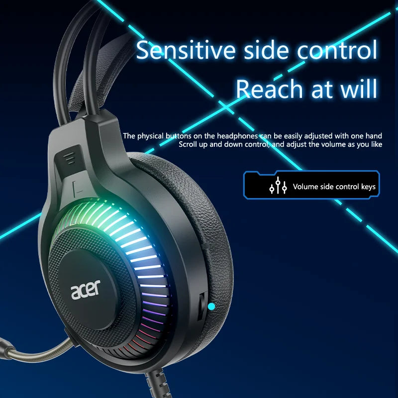 Casque Gaming Acer OHW303 – Son Surround 7.1, LED, Micro