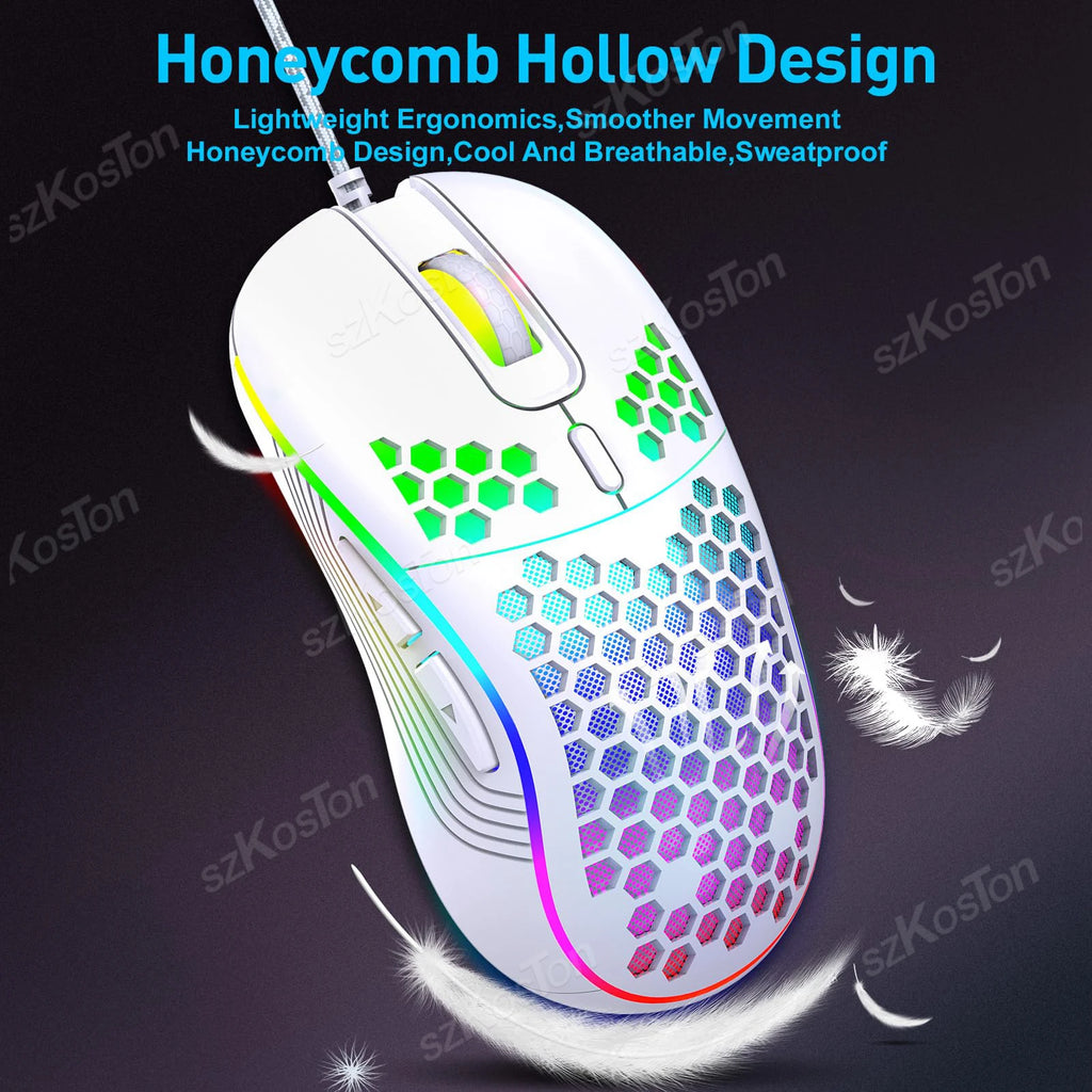 Souris Gaming RGB Honeycomb – 7200 DPI, 6 boutons