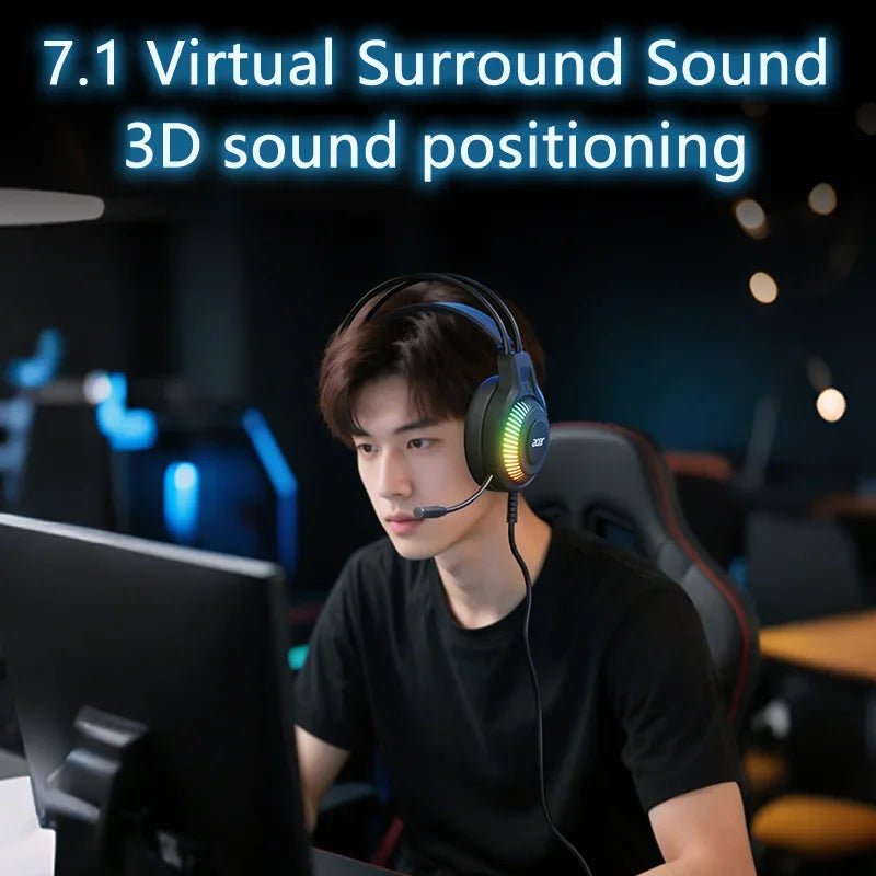 Casque Gaming Acer OHW303 – Son Surround 7.1, LED, Micro