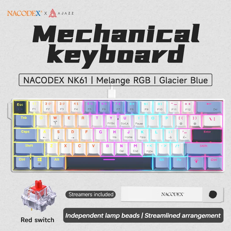 Clavier Mécanique AJAZZ NK61 60 % – Hot-Swap, RGB, 61 touches